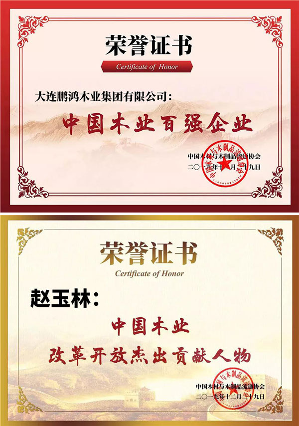 壹号娱乐中国木业百强企业证书